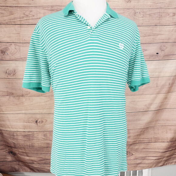 CHAPS SHORT SLEEVE GREEN STRIPED POLO SHIRT MENS SIZE XL - Picture 3 of 6